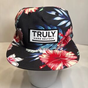 TRULY Black and Red Floral Hat Snapback